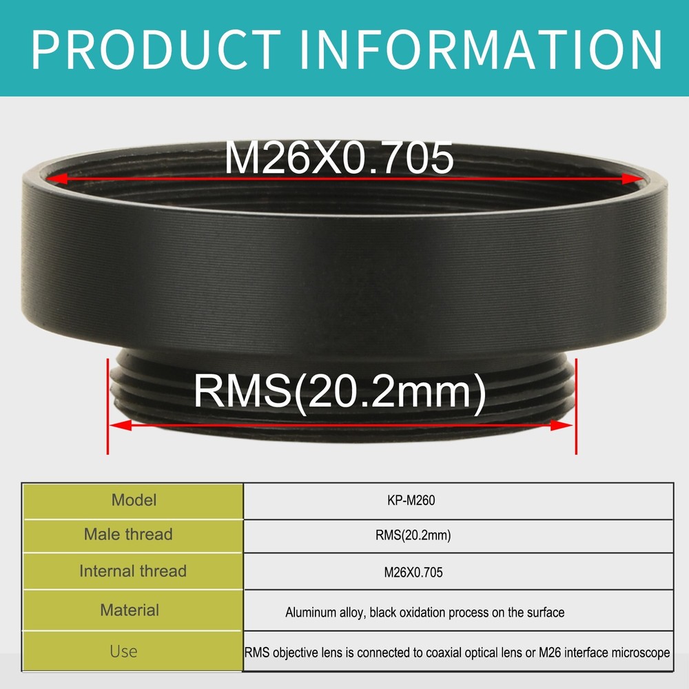 KOPPACE M26 to RMS 20.2mm Microscope objective adapter ring Interface
