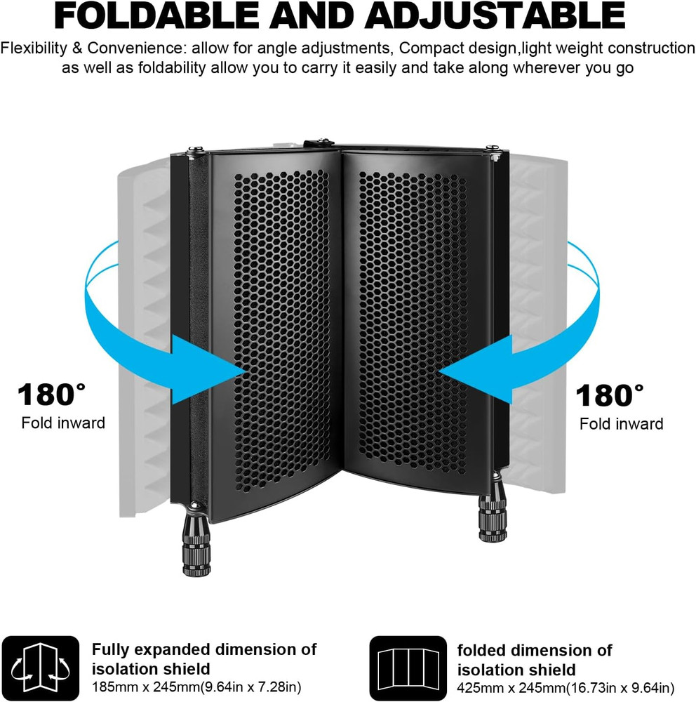 Professional Studio Recording Microphone Isolation Shield, Pop Filter,High De...