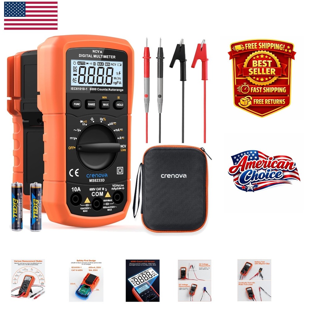 Versatile MS8233D Multimeter - AC/DC Voltage, Resistance & Non-Contact Detection