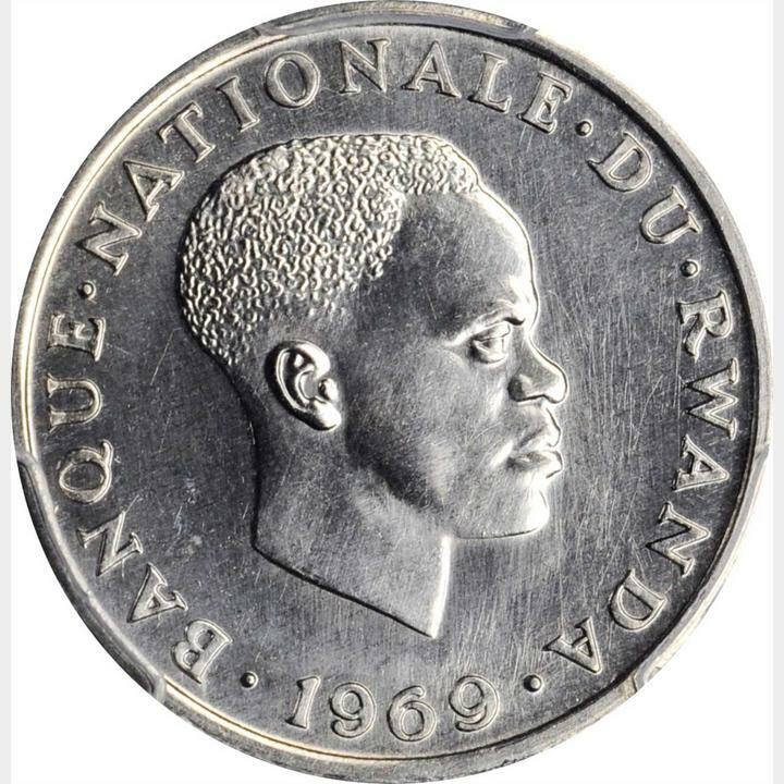 1969 Rwanda 1 Franc PCGS SP 67. KM-8