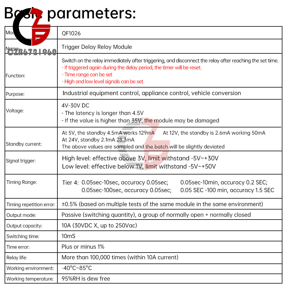 DC4-30V Power Adjustable Delay Relay Timer Control Module Trigger Delay Switch