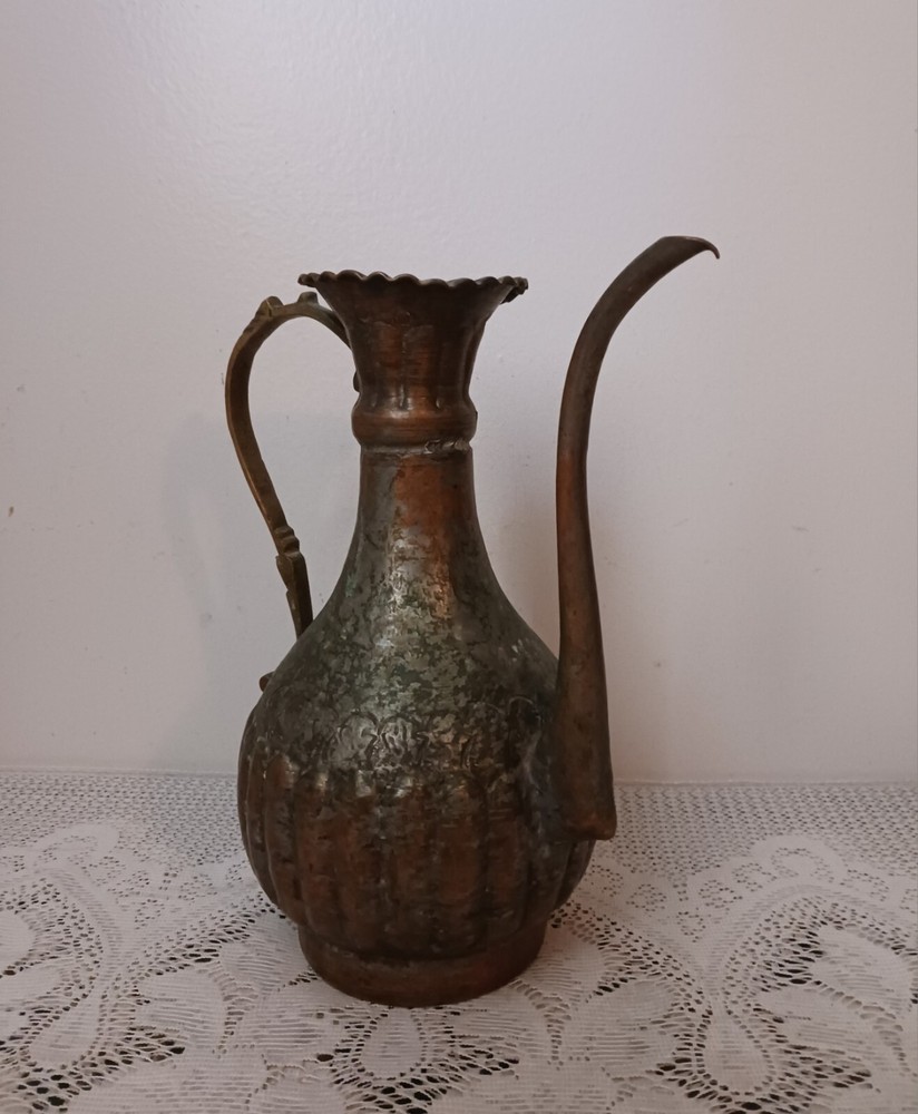 Antique Hand Hammered Middle Eastern Copper Water Pitcher, Egypt