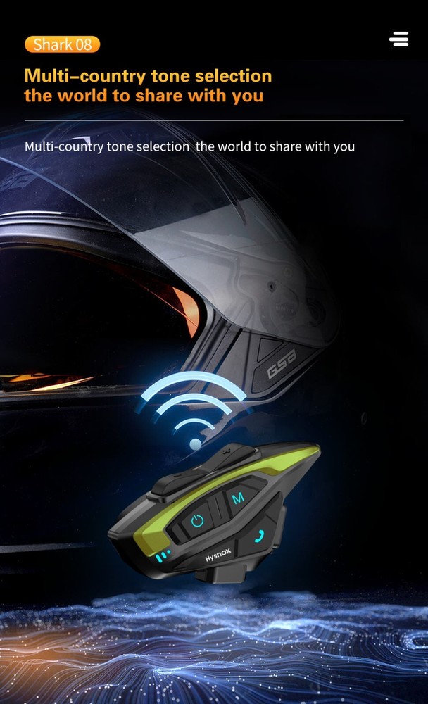 Hysnox Motorcycle Helmet Bluetooth Headset Shark-08