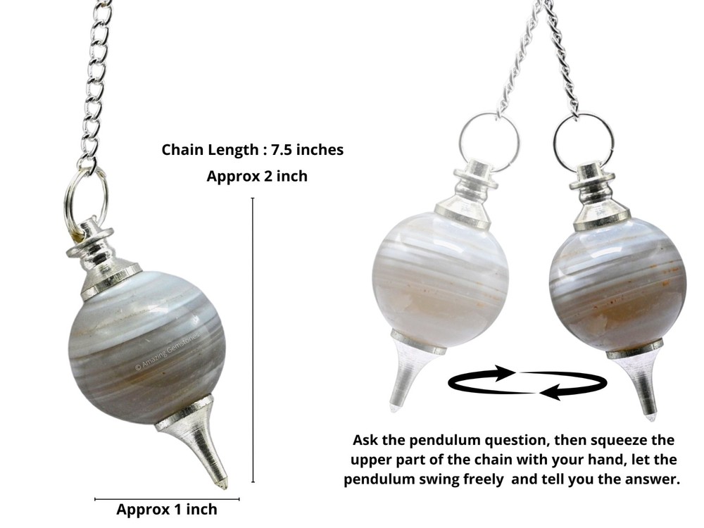 Lace Agate Dowsing Crystal Ball Pendulum