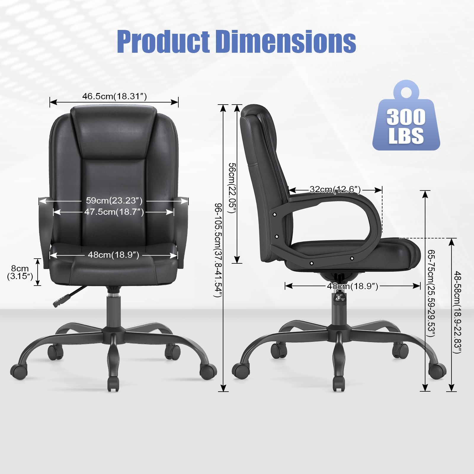 Small Office Chair, Executive PU Leather Desk chair Mid back Swivel Task chair