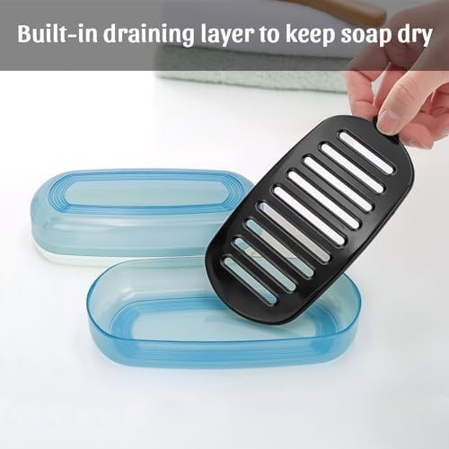 OZNER Solid Shampoo Bar Holder,Travel Soap Case,Large Blue