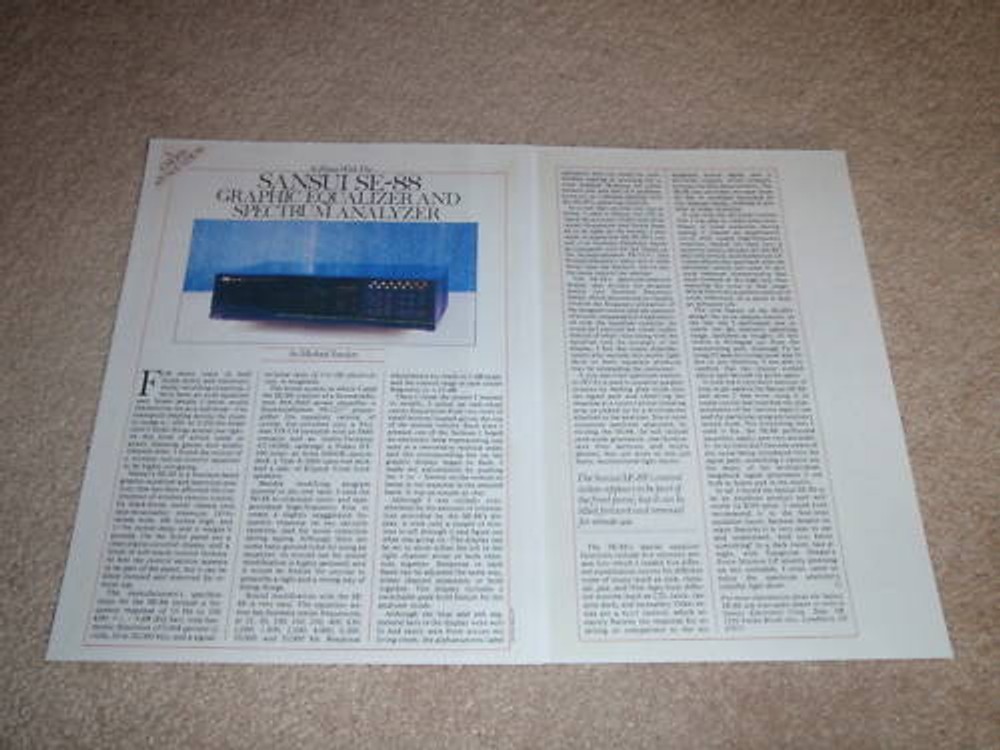 Sansui SE-88 Equalizer Review, 1986,2 pgs, Full Test