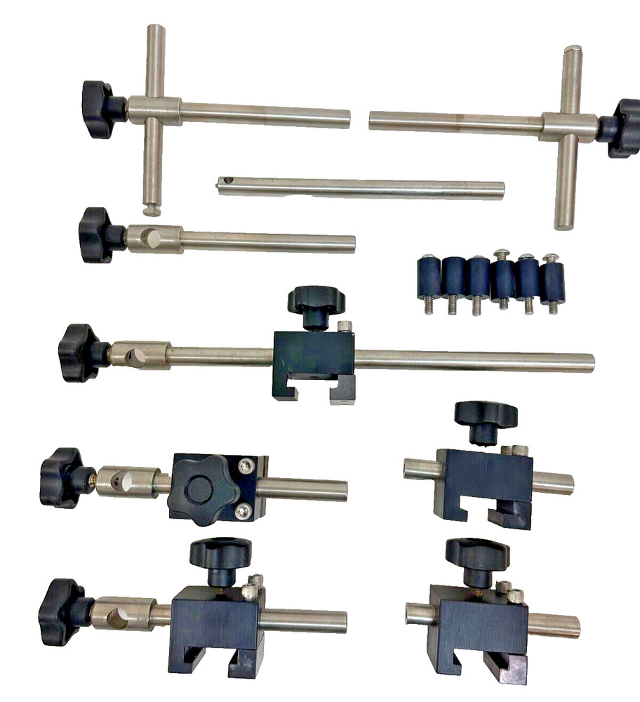 Adjustable Guide Rail Set with Bracket Heads, Stainless Posts, Knobs Lot (10768)