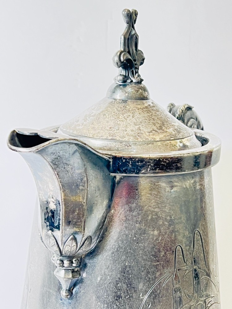 Antique Wilcox Silver Co. Ceramic Lined Silver Pitcher-Circa 1880