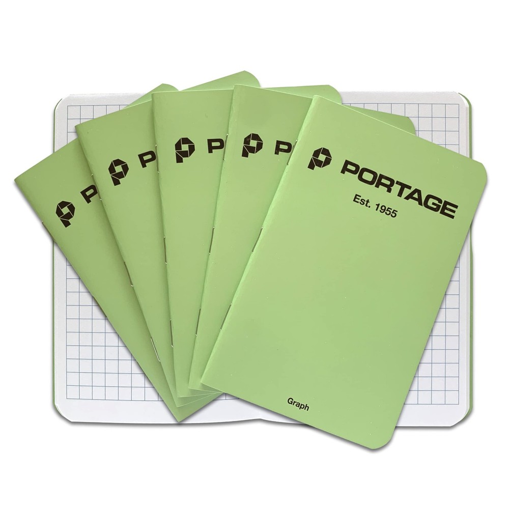 Portage Small Graph Notebook- Notepad for Field Notes, Green