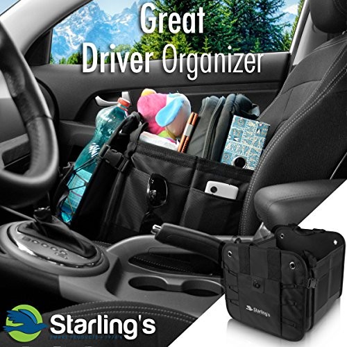 Car Trunk Organizer - Durable Storage SUV Cargo Organizer 2 Compartments Black