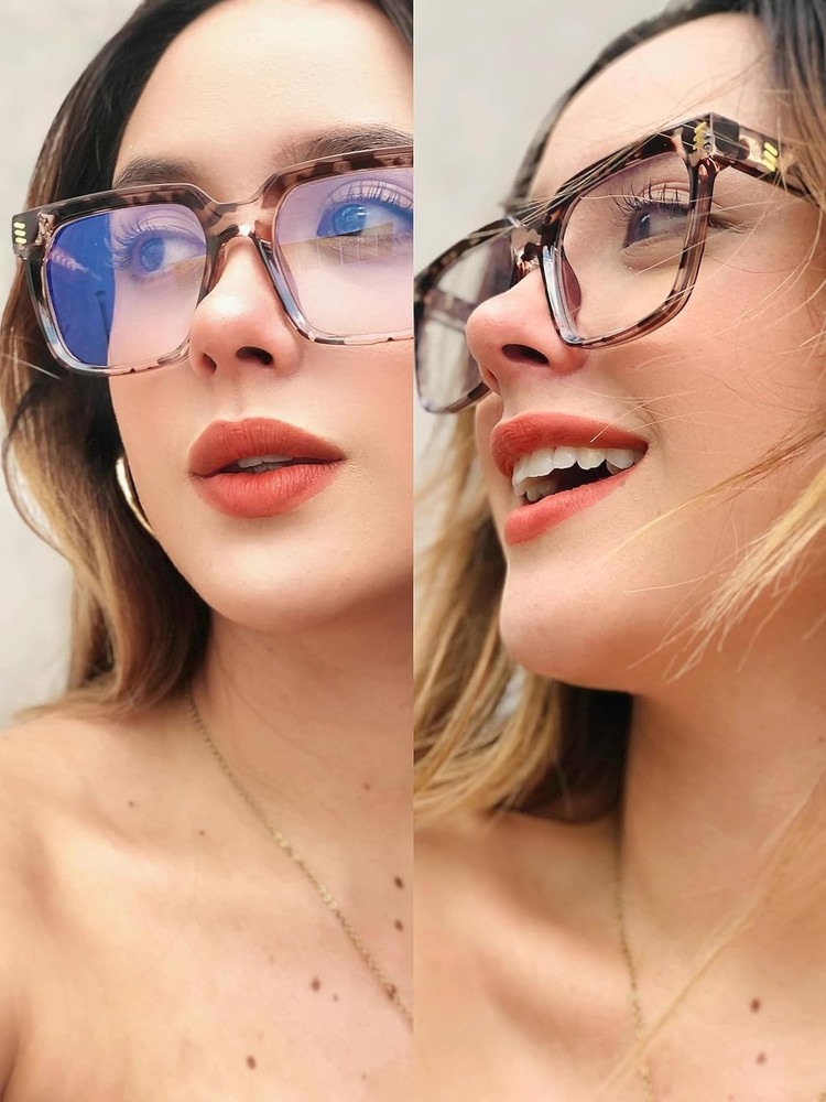 Rectangle TR90 Blue Light Blocking Glasses Computer Eyewear with Preppy Look ...