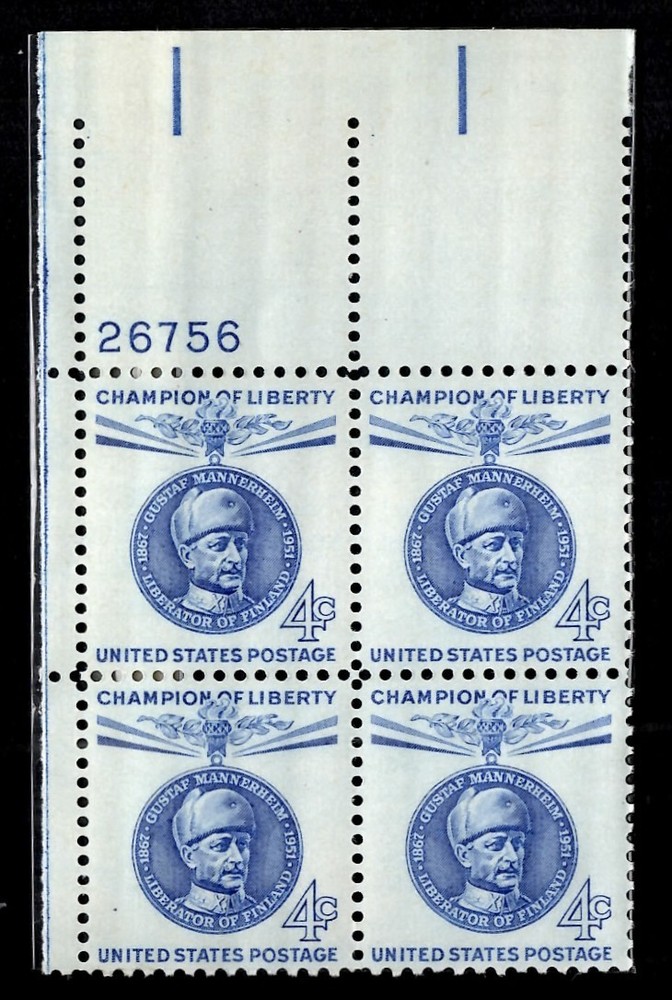 Karl G.  E. Mannerheim Plate Block 1960