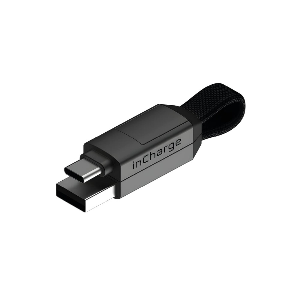 Rolling Square inCharge 6 - Keychain USB C Charger Cable, Lightning Gray