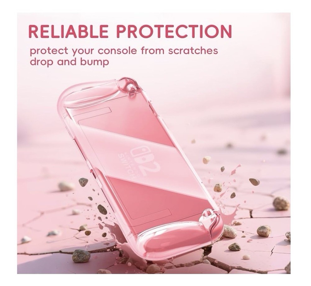 Nintendo Switch 2 Slim Clear Pink Protective Shell