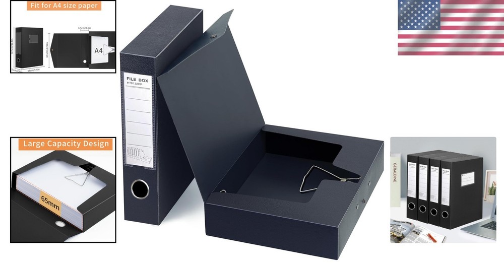 2 Pack A4 Document Storage Boxes with 65mm Spine - Lightweight & Waterproof