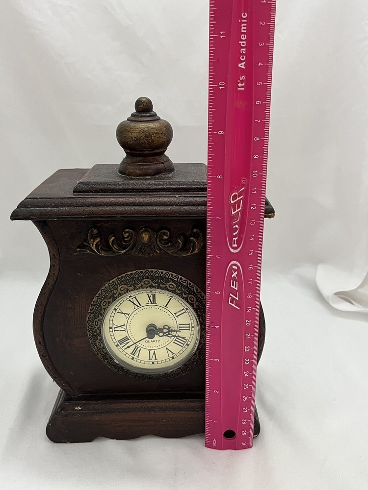 Clock Rustic Farmhouse Design Dark Wood Table Clock