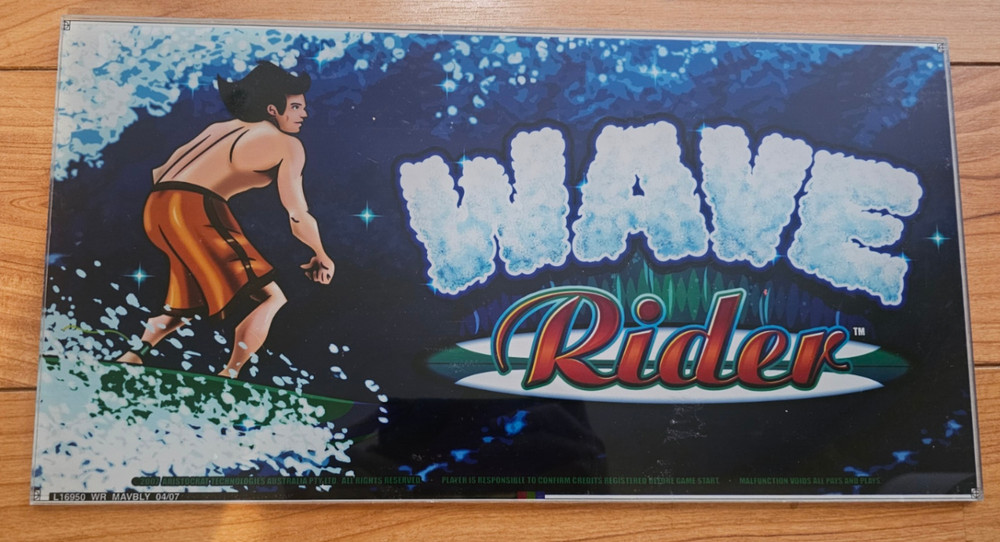 Aristocrat Casino Slot Machine Topper Wave Rider Plastic Plexiglass Insert EUC