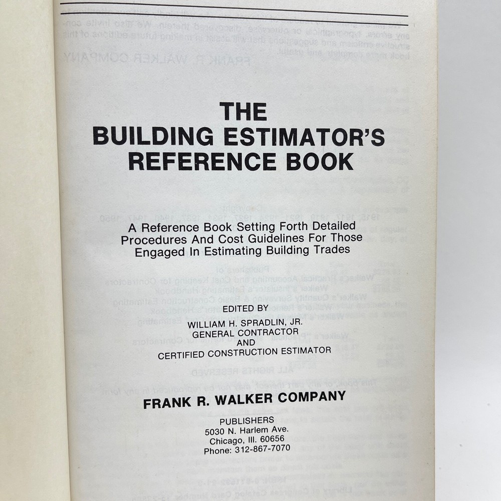 Walker’s Building Estimator’s Reference Book 21st Edition