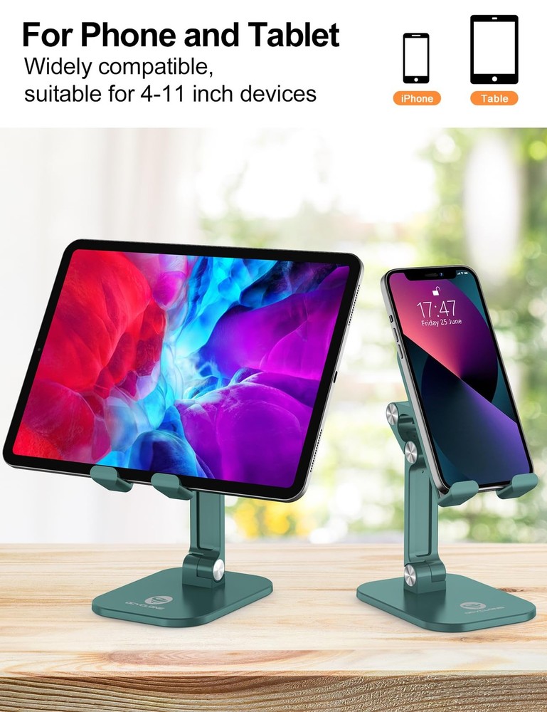 OCYCLONE Phone Stand, Adjustable Height and Angle Foldable Cell Green