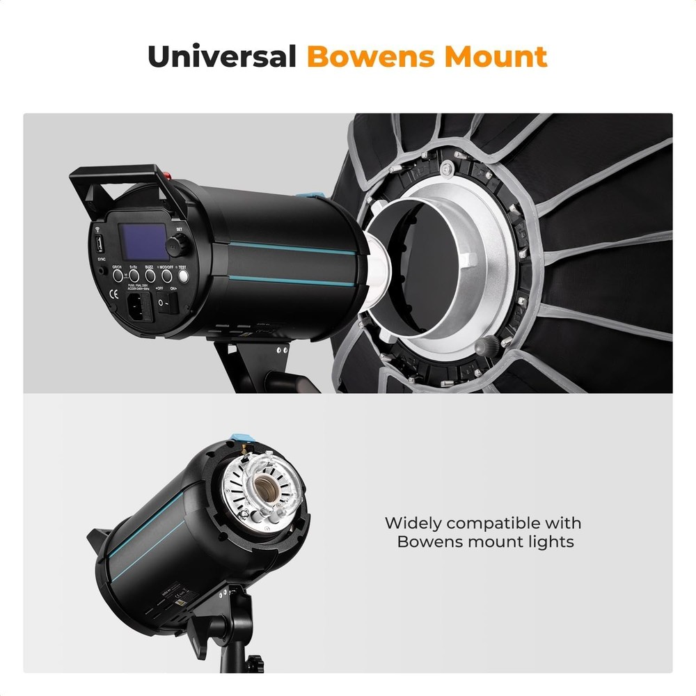 K&F Concept 90cm Parabolic Softbox for Bowens Mount, Grid & Diffuser Included
