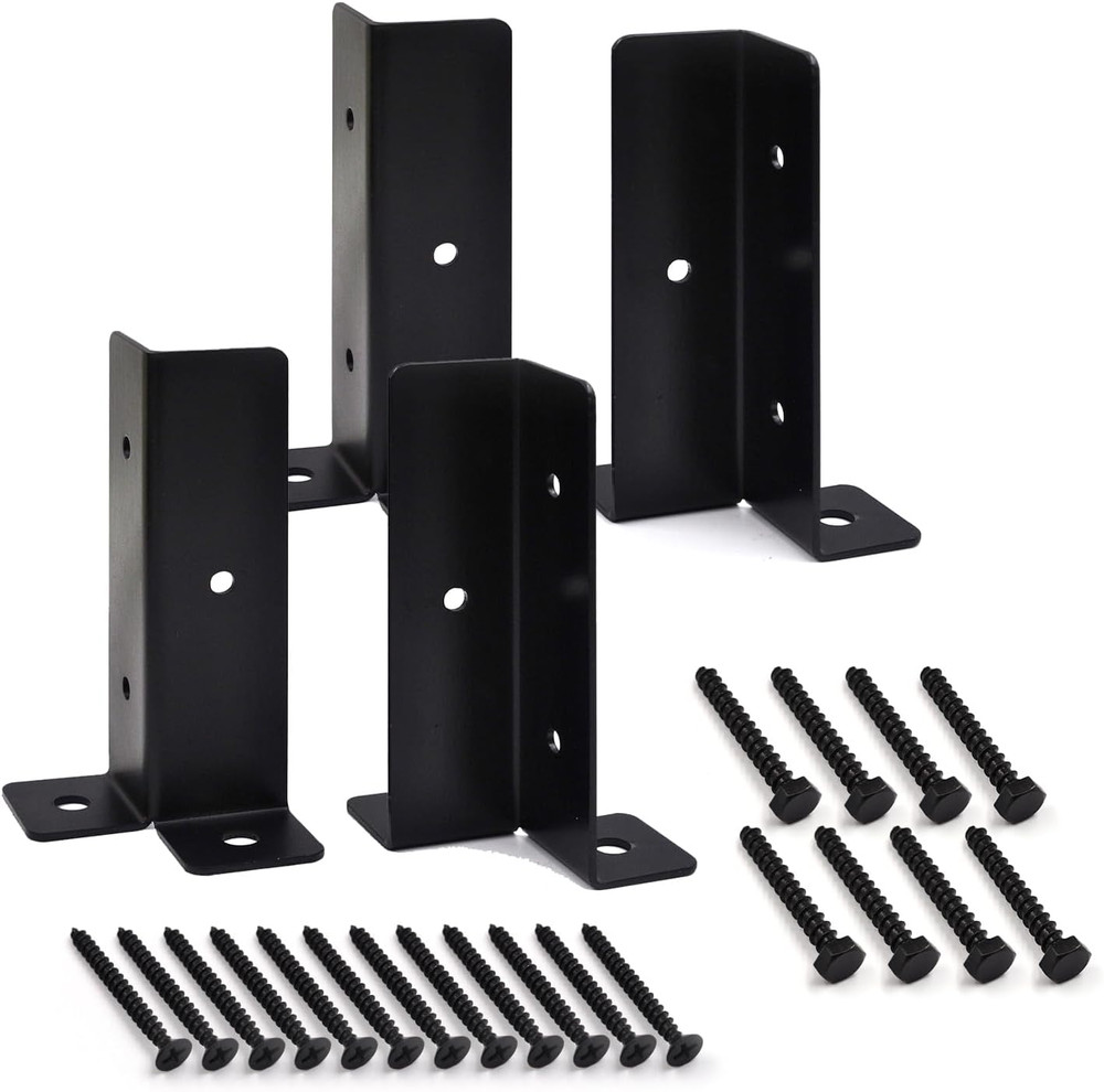 4 Pcs Adjustable Half-Column Base for 1.5X1.5, 2X2, 2X4, 4X4 Post Bracket, Wood