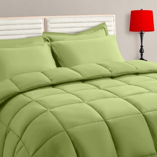 Size Comforter Set - 5 Pieces, Bed in a Bag Bedding Sets with Twin Sage Green