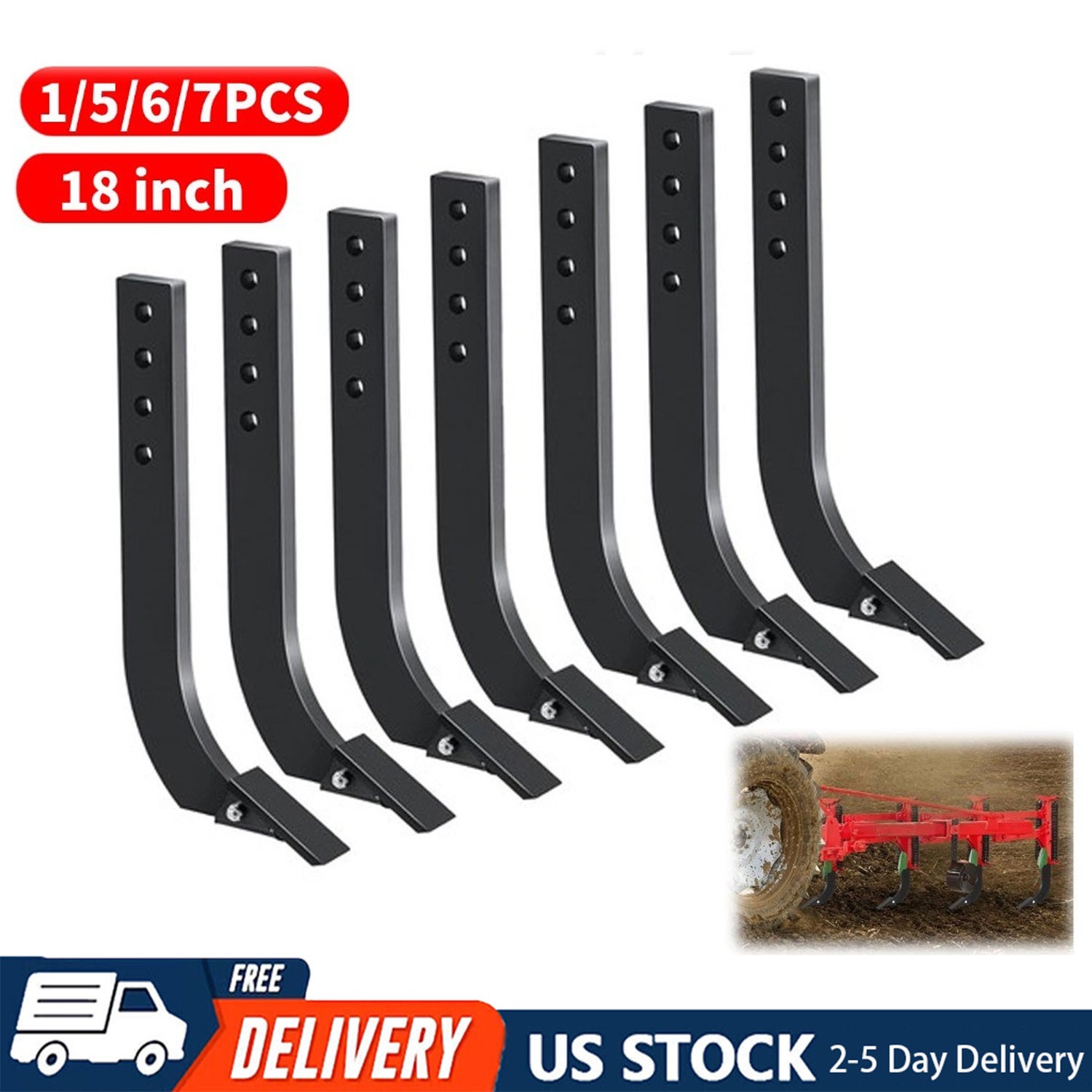 1/5/6/7pcs 16'' Box Blade Shank Scarifier Shanks Teeth 4 Holes Box Scraper Shank