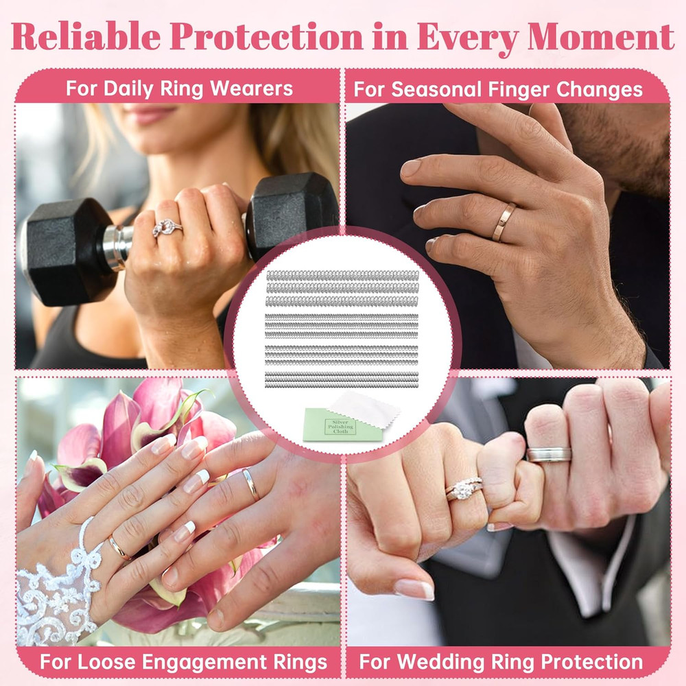 Ring Sizer Adjuster for Loose Rings – 12 Pack Invisible Ring Guards, Clear Ring