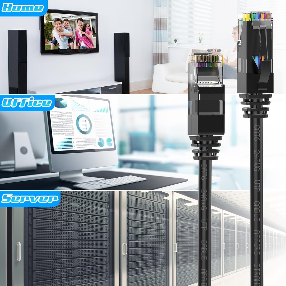 30FT Cat6 Ethernet Cable, Cat 6 Patch Internet 30FT, Black