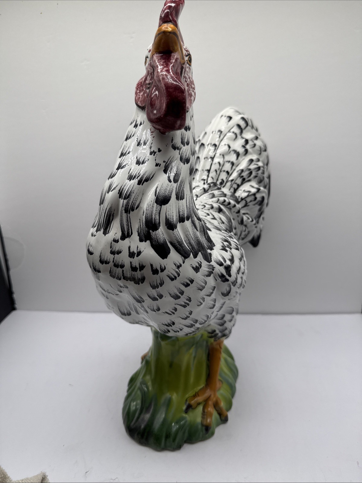 Stunning Speckled Rooster Sculpture-Italy Intrada Ceramic-16"H