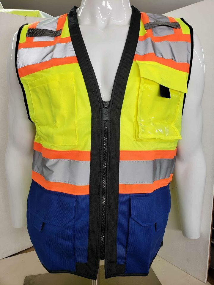 HIGH VISIBILITY BLACK SERIES Safety Vest Solid Front Mesh Back