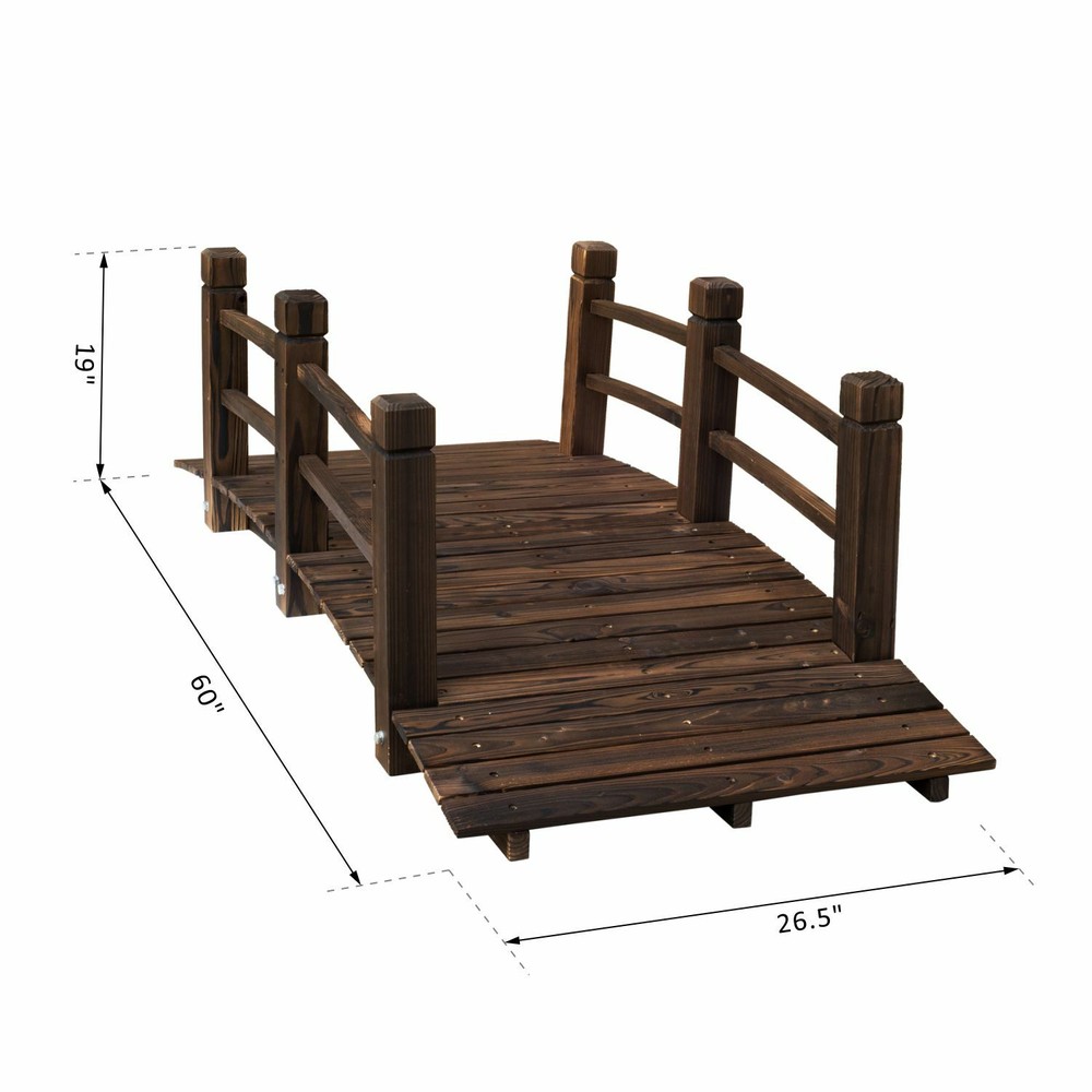 Brown 5 Foot Wood Garden Bridge Outdoor Home Living Furniture Decor Yard