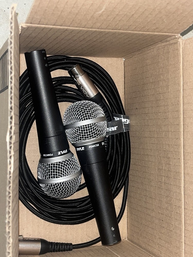 Pyle PDMIC58 Wired Handheld Microphone Pair with XLR Cables, Black/Silver