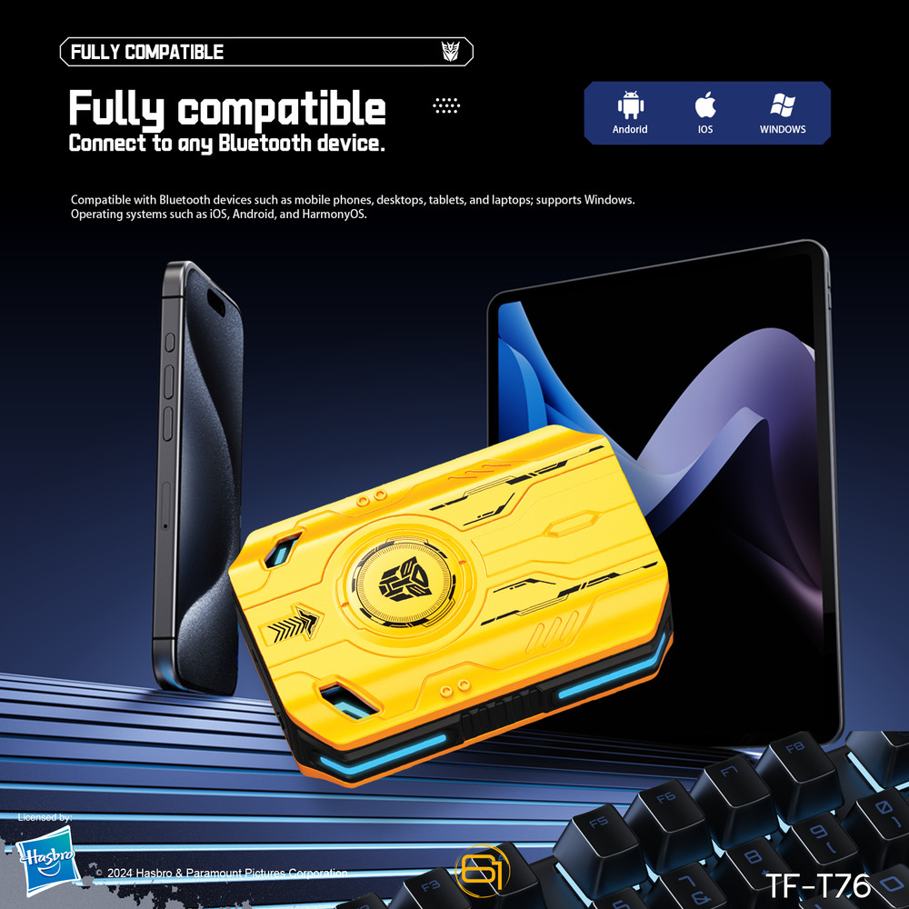 Transformers TF-T76 TWS Bluetooth Earbuds with Mic, Mecha Armor Case - Bumblebee