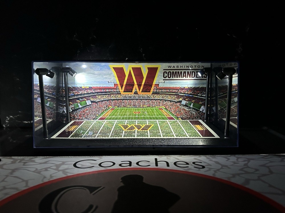 Washington Commanders Custom 2 Mini Helmet display case w/ LED lights