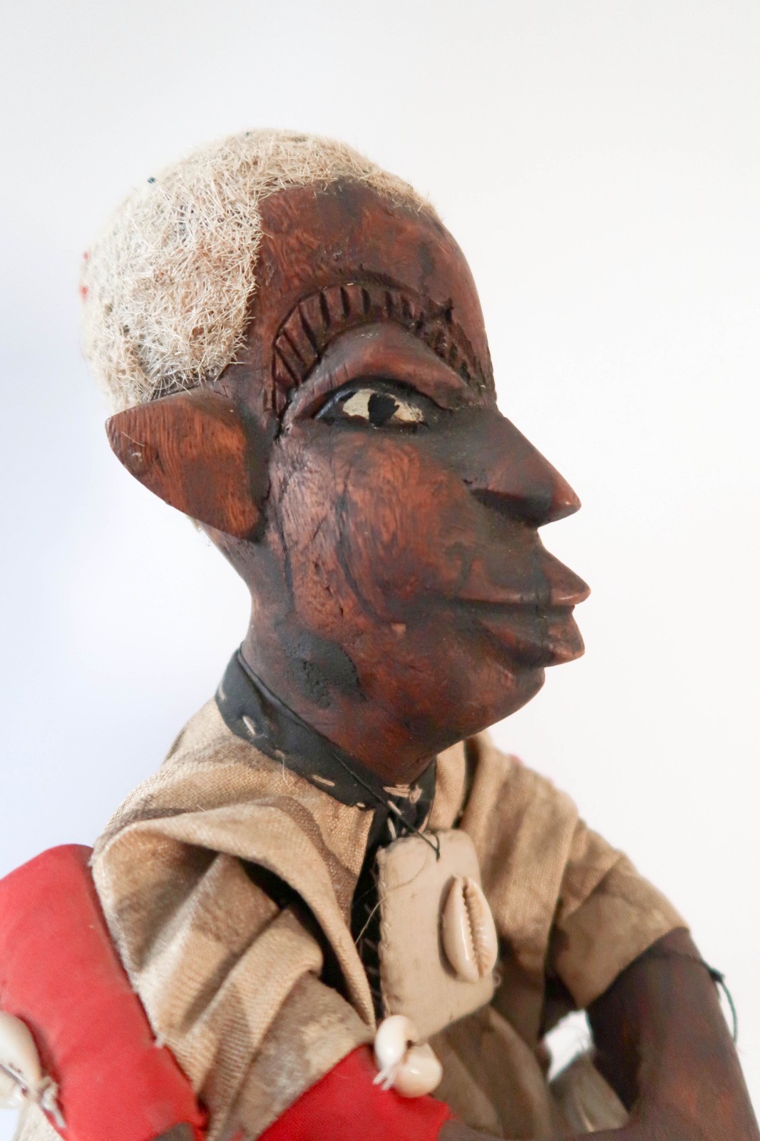 Large 15" Vintage Moroccan Folk Art Leather Doll Medicine Man Shaman Figurine