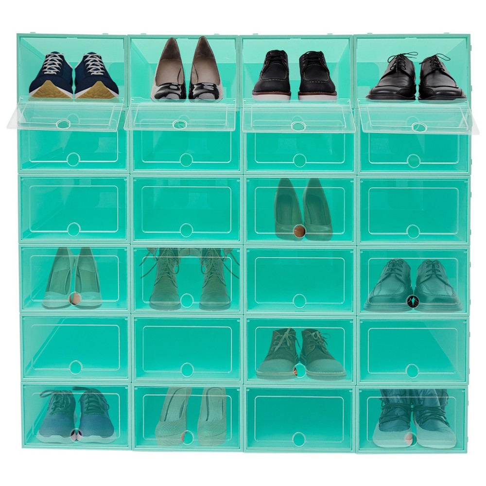24 Pack Stackable Shoe Boxes Shoe Storage Organizer Shoe Boxes Shoe Storage Box