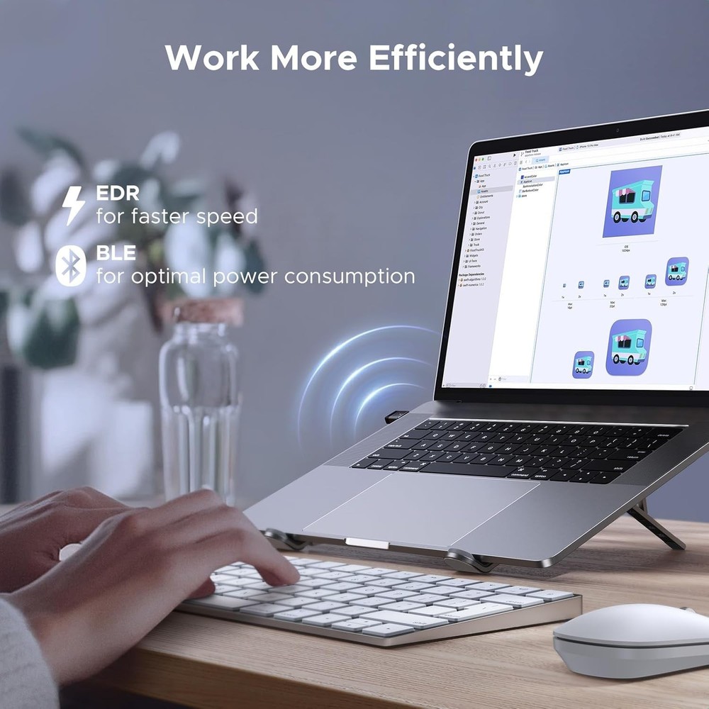 UGREEN USB Bluetooth Adapter for PC, Bluetooth 6.0 Dongle Receiver EDR & BLE, Pl