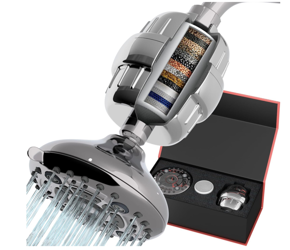 Filtered Shower Head High Pressure Shower Filter Hard Water Filter