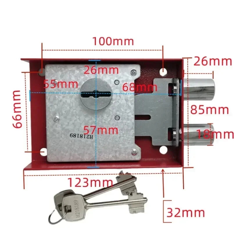 Two Bolts Key Lock Cabinet Lock Password Box Mechanical Lock Vault 6 Leaf Lock