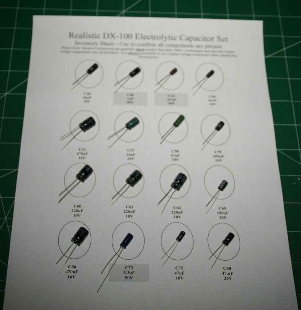 Realistic HTX-100 Electrolytic Capacitor rE-Cap Kit - 54 Capacitors -Premium Kit
