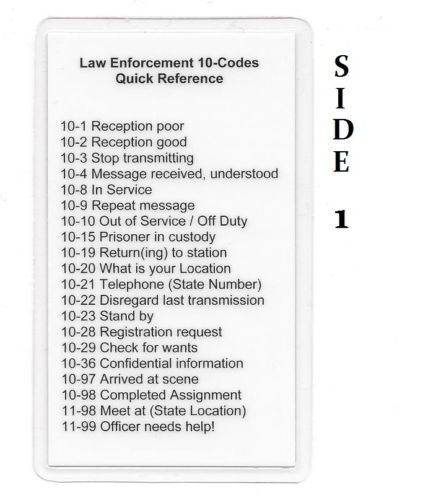 Miranda Warning/Rights & 10-Code/Penal Code Reference Card Set 4 Sheriff/Police