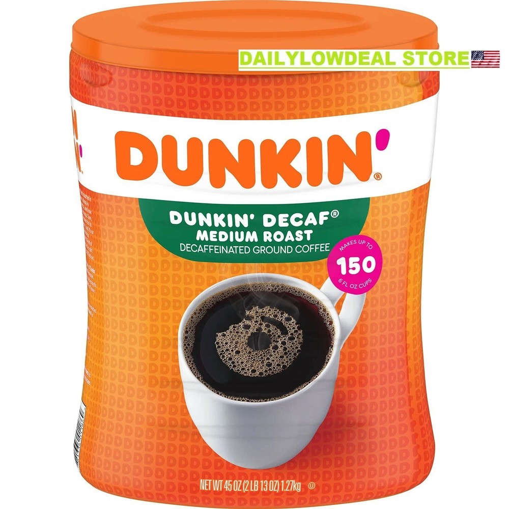Dunkin' Donuts Decaffeinated Ground Coffee, Medium Roast (45 oz.) - NEW FRESH