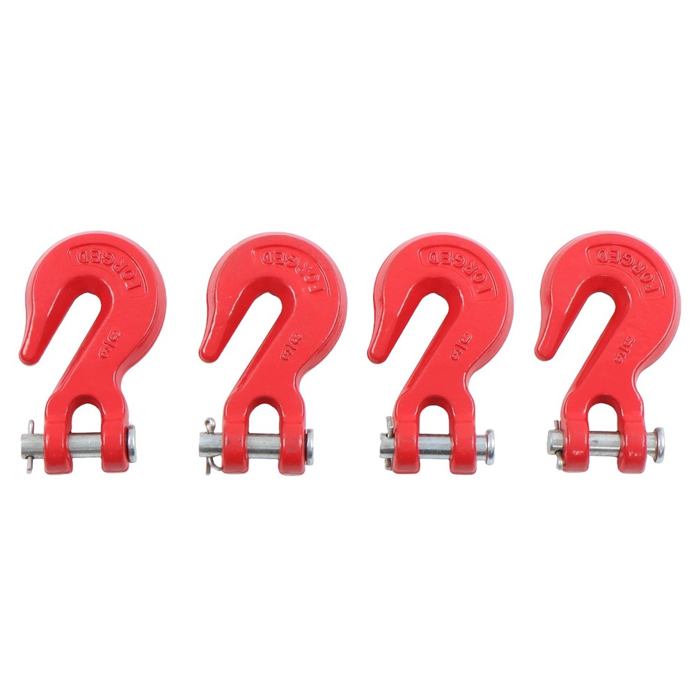 4 Pack 3/8" Clevis Grab Hooks G70 7500lbs Working Load Limit Red Chain Hooks