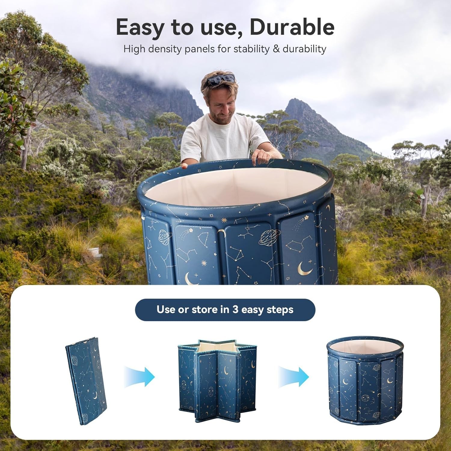 Portable Foldable Ice Bath Tub Collapsible Soaking Bath Tub for Shower 27"*25"