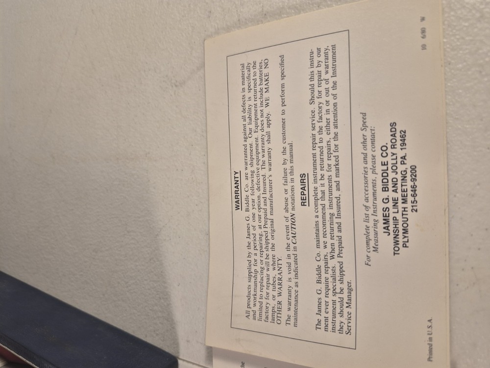 biddle instruments 350456 Tachometer