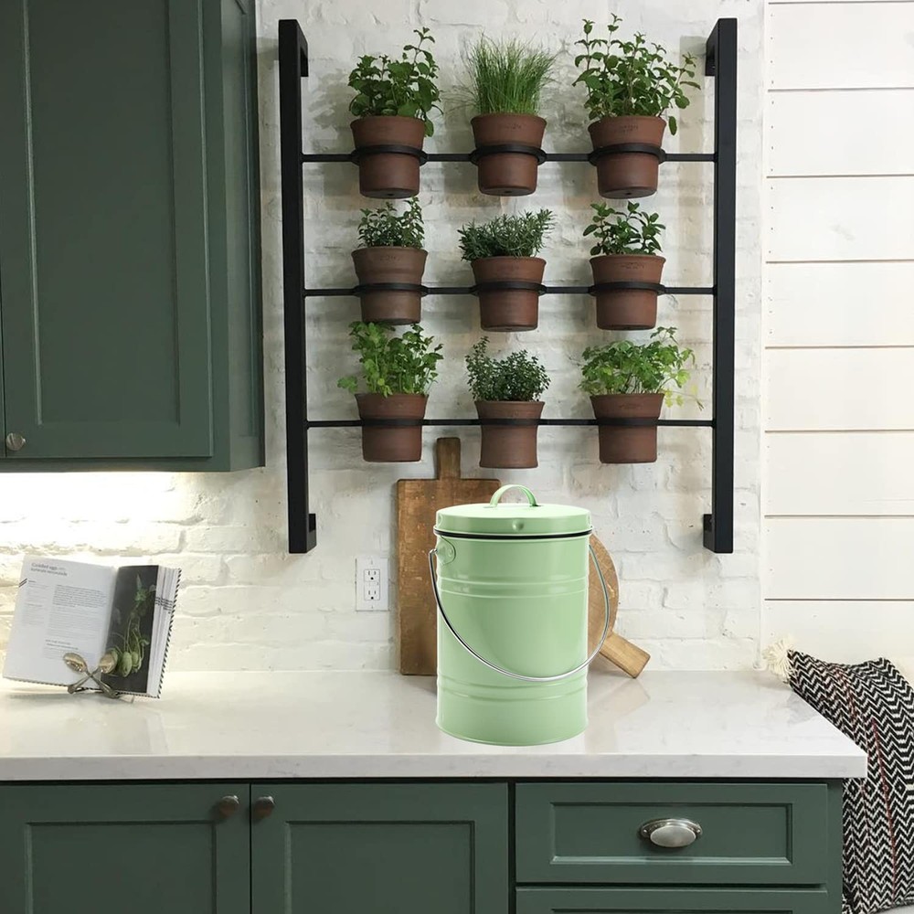 Compost Bin, Countertop Compost Bin with Lid, Kitchen Compost Container, Odor...