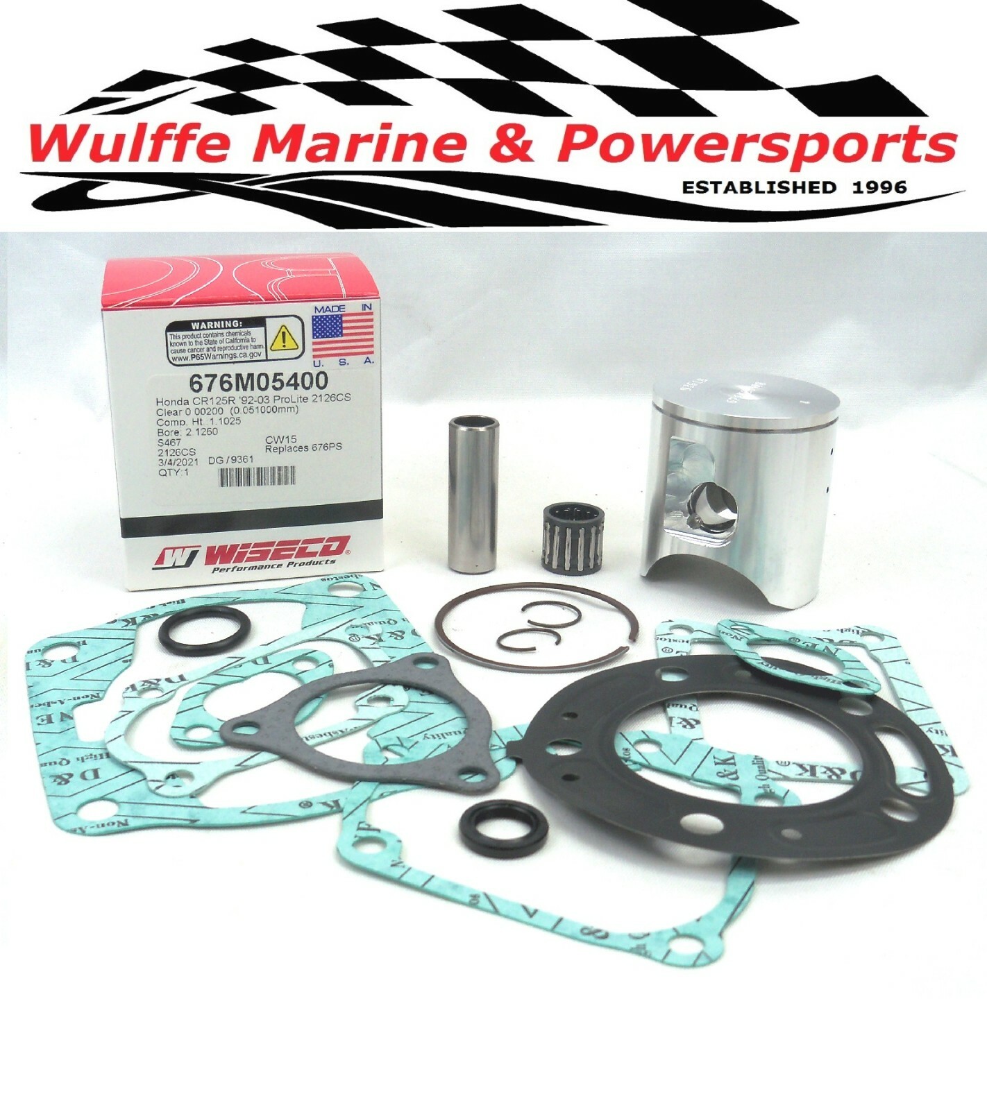 Top End Piston Rebuild Kit Honda CR125 CR125R 1998-99 Wiseco 676M05400 gskts brg