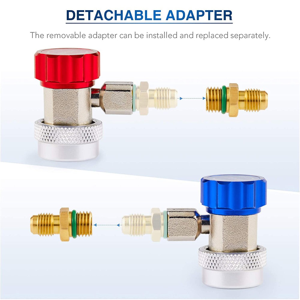 R134 Adjustable AC Quick Coupler Connector Adapter High Low Side 1/4" SAE HVAC